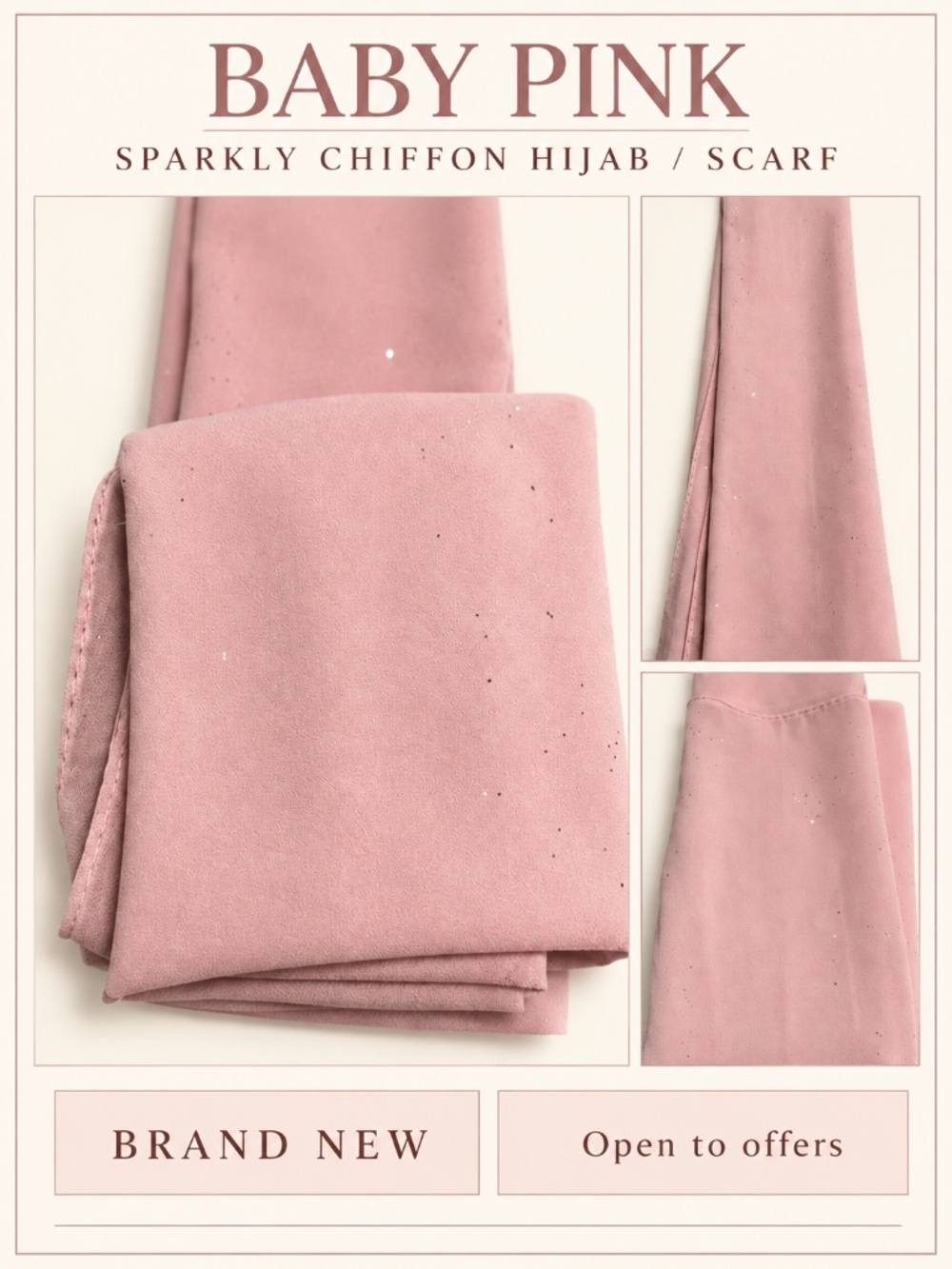 Baby Pink Sparkly Chiffon Hijab